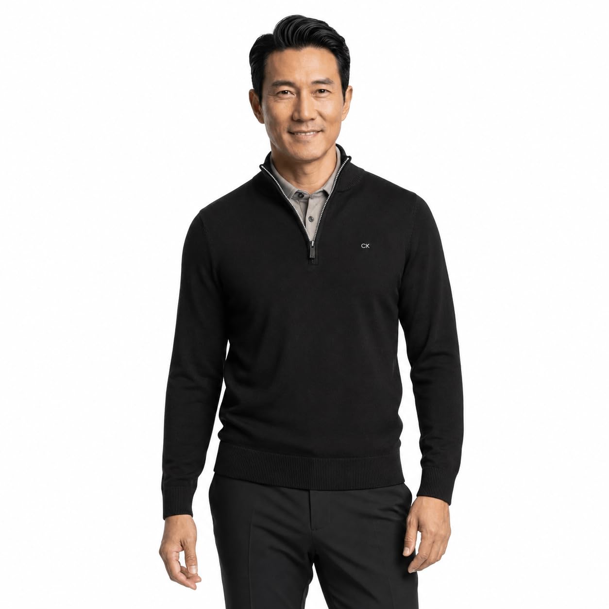 Calvin Klein Su�TER Campus 1/2 Cremallera Hombre - Negro/Plateado - M