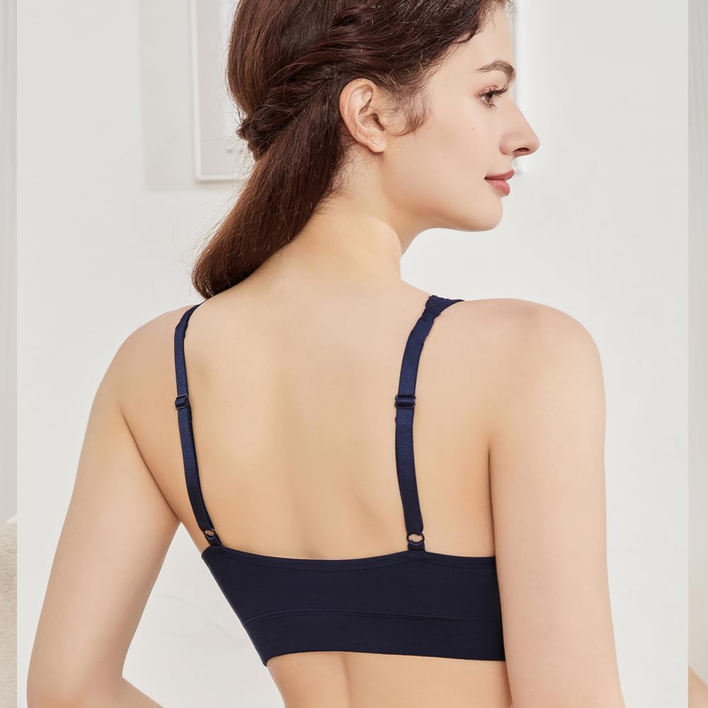 MANCI Reggiseno quotidiano in cotone con ornamento in pizzo e spalline regolabili - Reggiseno gravidanza per allattamento al seno, sonno e comfort quotidiano