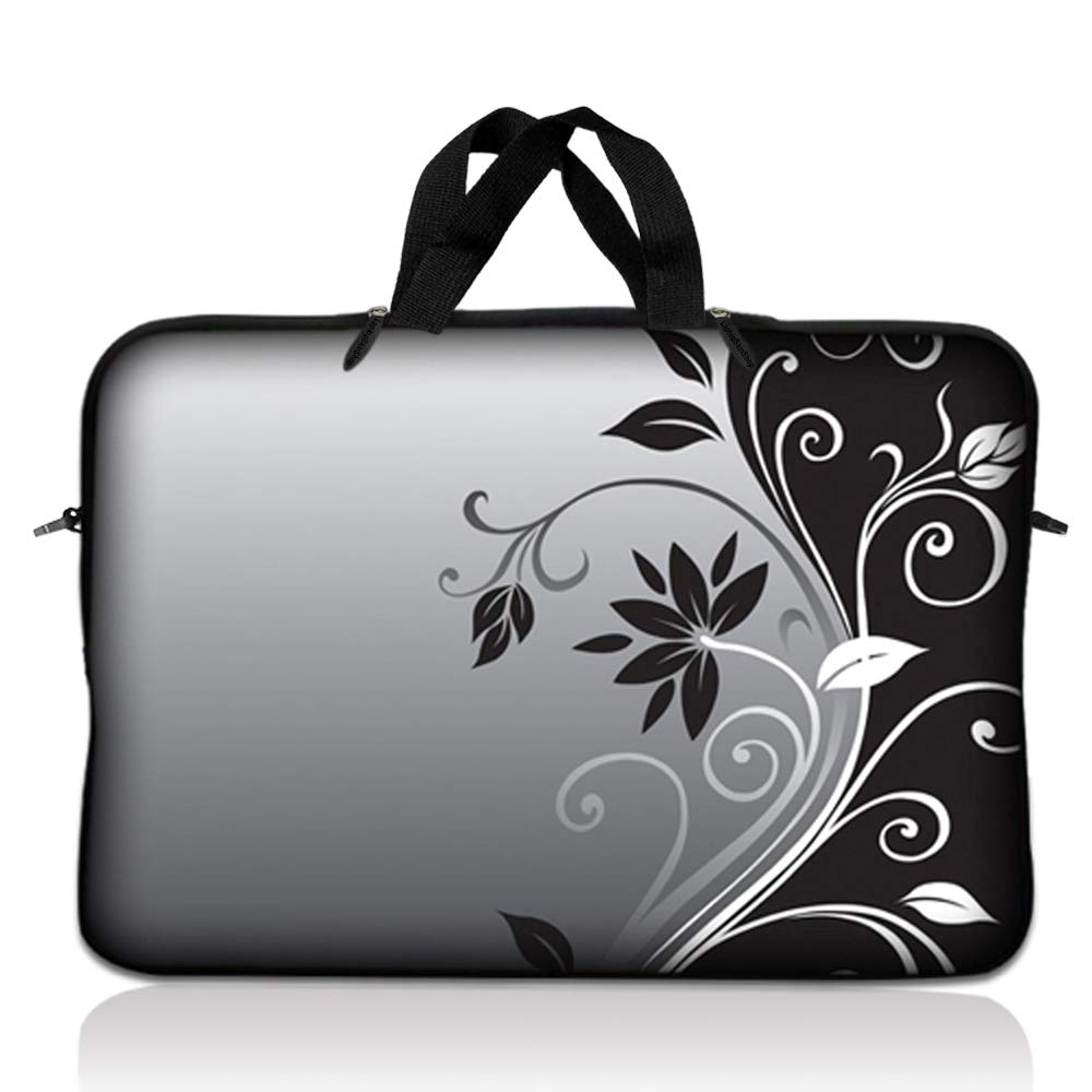 LSS 12.3 inch Laptop Sleeve Bag Carrying Case Pouch with Handle for 11" 11.6" 12" Acer, Asus, Dell, Hp, Sony, Toshiba, Pink Plumeria Flower — view 20