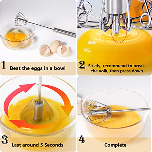 Newness Egg Whisk, Stainless Steel Semi Automatic Whisk Blender for Home -Versatile Tool for Egg Beater, Milk Frother, Hand Push Whisk - Kitchen Utensil for Blending, Whisking, Beating & Stirring - Image 6