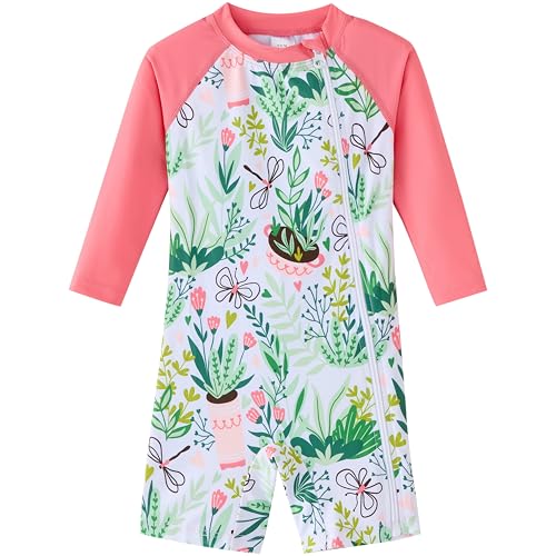 UMELOK Baby Swimsuit Girl Rash Guard Swimwear – Pink Dragonfly Design, Size 2-3T