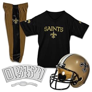 Franklin Sports New Orleans Saints Kids Football Uniform Set – NFL Youth Football Costume for Boys & Girls – Set Includes Helmet, Jersey & Pants – Medium