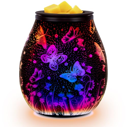 EQUSUPRO Wax Melt Warmer Wax Melter Wax Burner for Scented Wax Melts Electric Fragrance Warmer for Wax Cubes & Tarts, Vivid 3D Design 7 Colors LED Lig