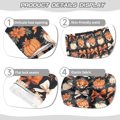 Girls' Athletic Leggings Ankle Length Yoga Dance Pants Kids Teen 4T Floral Bow Pumpkin Skull3