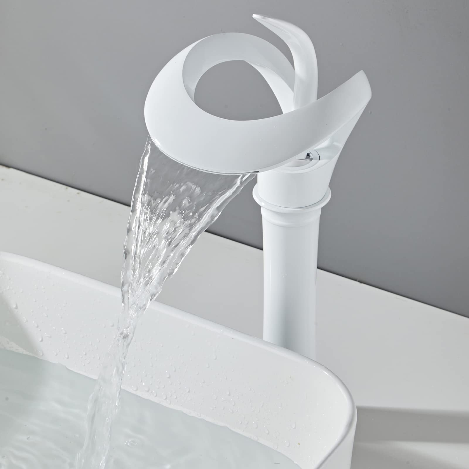 Wasserhahn Bad Moderner Stil, Einhandmischer Waschtischarmatur, Kaltes und Heißes Wasser, Hochwertiges Metall, Weiß