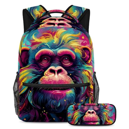 Sac à dos singe coloré ergonomique pour transporter les grands cahiers