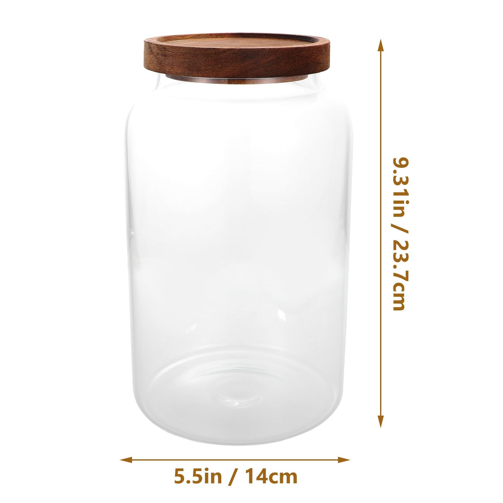 2, 8l Glas Vorratsglas mit Holzdeckel für Lebensmittel | Flacher Boden, Transparentes Design, für Küche und Tisch, Geeignet für Getreide, Tee und Süßwaren