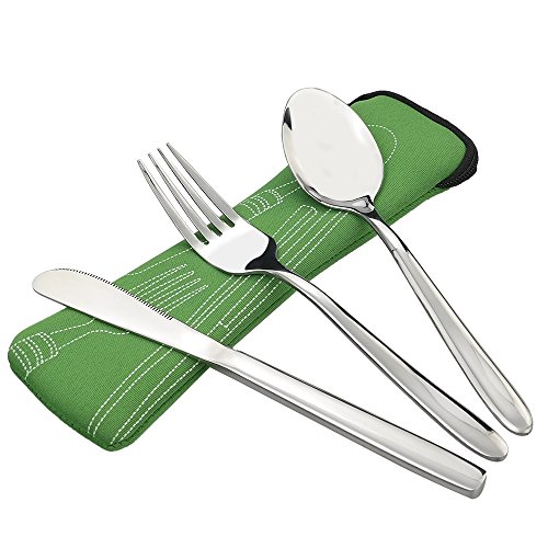 Kekow Stainless Steel Camping Cutlery Set 3-Piece (Knife, Fork, Spoon) Flatware Set