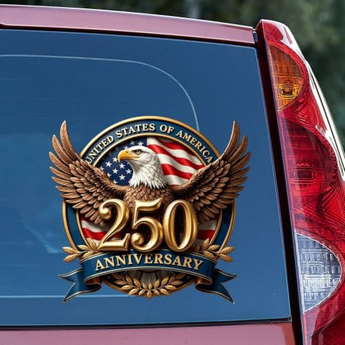 Image of 2pcs 250th Anniversary Car Decal Patriot Eagle with Statue of Liberty | Vinyl Decal for Car Truck Laptop 1776-2026 Bumper Sticker 250 Years USA Independence Day 10 inch
