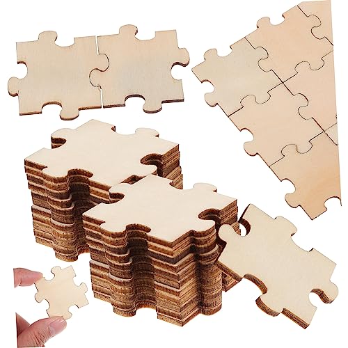 VICASKY 100piezas Puzzles De Madera Sin Terminar Piezas De Puzzle Para y Manualidades Para Proyectos Artísticos y Actividades Clase