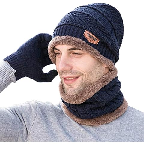 Gisdanchz Winter Knit Beanie Skull Caps Knit Hats for Women Fashion Large Ski Snowboard Beanie Hats for Women Mens Wool Caps Warm Long Winter Knit Cotton Soft Thick Beanie Outdoor Knitted Hat Navy Cover
