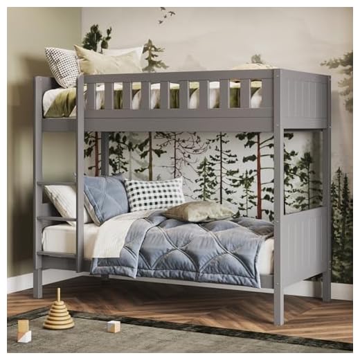 Flair Furnishings Shorty Bunk Bed, Wooden Bunk Beds for Kids, Heavy Duty and Sturdy, Cosy, Stylish, Space Saving Design (Grey)
