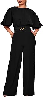 Elegant Jumpsuit for Women Dressy Sexy Plus Size Wide Leg Pant Suit One ...
