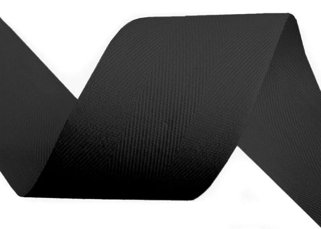 cyclingcolors cinta de sarga de algodón en espiga ancho 50mm x longitud 50m, negro