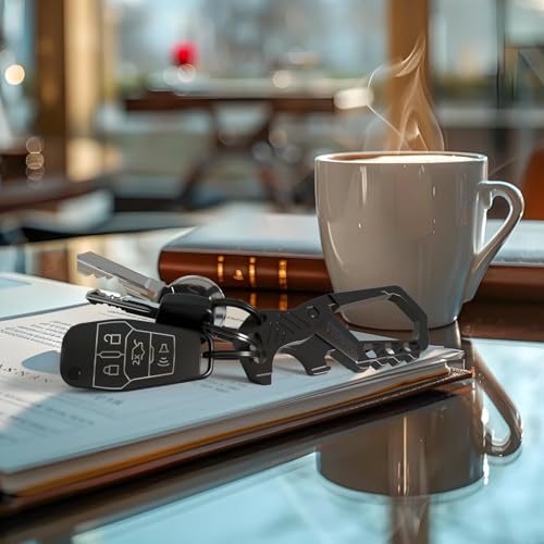 Image of Heavy Duty Keychain,Car Key Keychains,Bottle Opener Carabiner,Stylish Family Keychain with Bottle Opener and 3 Keyring (Black2)