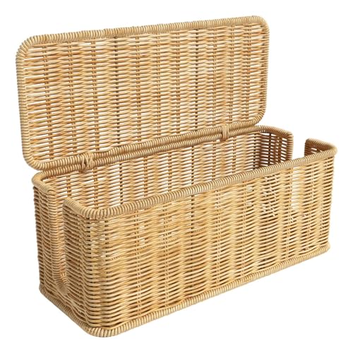 Scatola Organizzatrice Cavi | Scatola Intrecciata a Mano per Nascondere Cavi con 2 Fessure Aperte,Porta con Coperchio per Interno Tavolo Pavimento Scrivania Mensola Esterno Mobile Tv