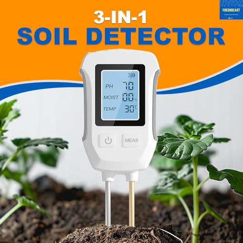 Image of FreshDcart 3 in 1 Digital Display Soil Tester with Highly Sensitive Probe, Accurate pH Meter for Garden, Lawn, Farm, Moisture, and Temperature, Indoor & Outdoor Plants (Pack of 1)