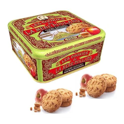 La Mère Poulard® | Galletas Puras De Mantequilla Salada, Manzana Y Caramelo | Lata de galletas francesas con mantequilla | Galletas De Mantequilla Pura - 200 Gr | Galletas De Regalo De Leche