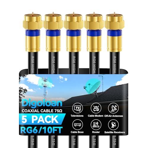 Câble Internet haute vitesse RG6 avec lot de 5 câbles coaxiaux 3m pour décodeur