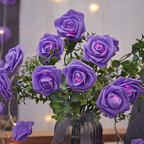 LED Lichterkette Rosen Lila batterie Lichterketten Innen valentinstag deko...