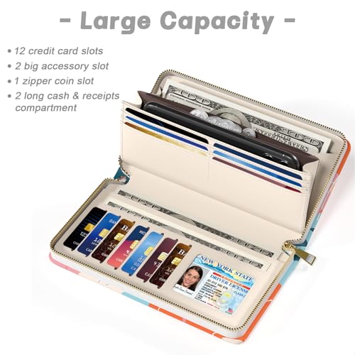 Image of Aiawoxc Womens Wallet, RFID Wristlet Wallets for Women, Ladies Clutch Purses, Large Travel Card Holder with Phone Holder | RFID