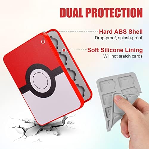 Vicloon Game Card Case for Nintendo Switch, Game Card Holder Game Storage with 16 Cartridge Slots, Switch Games Holder case for Switch Game Card & SD Card Storage (Poke Ball)