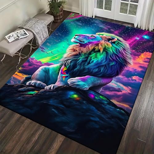 Tapis de salon 3D anti-fatigue et facile à nettoyer tapis lion antidérapant pour entrée - 7