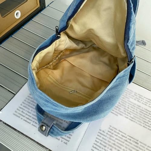 Sac à dos en denim décontracté GLDFW bleu clair multifonction - 7