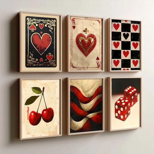 Image of kotart - Poker Theme Wall Paintings For Wall Hanging Home Decor Frame | Poster With Frames For living Room Bedroom Set of 6 (19X25 INCH, F)