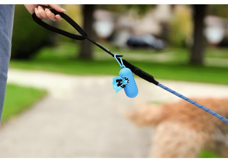 Image of Durable Dog Waste Holder Leakproof Dispenser with 15 Unscented Bags, Blue