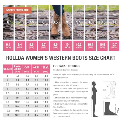 Image of HISEA Rollda Cowboy Boots for Women, Cowgirl Boots, Comfortable Western Boots with Pointed Toe Stitched Embroidery for Country Concert Dancing Wedding Traveling Daily Outfits