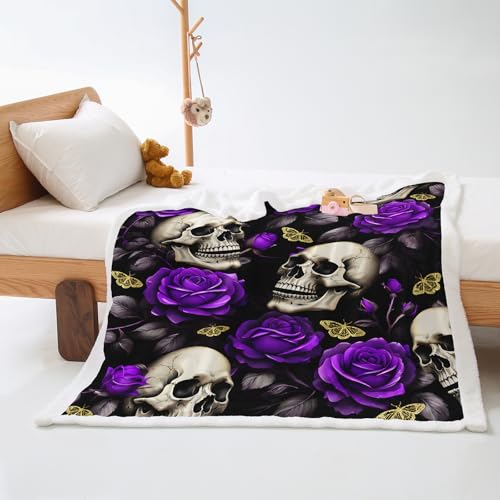 Plaid Cama Insectos Dorados Y Morados Colcha Plaid Sofa Diseño de Doble Cara Cubre Colcha Multiusos para Sofas Suave Manta Termica Blanket Lana de Cordero de Franela Espesar Durable 150x150cm