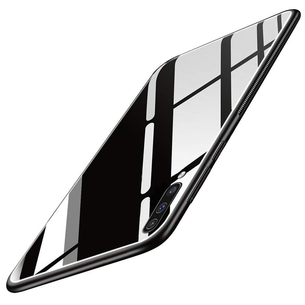 MOBILOVE Back Cover Case for Samsung Galaxy A70 | A70s | Luxury Toughened Glass Cover with Shockproof Soft Silicone Side Case (Hard Case) (Black) (B08W4FW3TP) Amazon Price History, Amazon Price Tracker