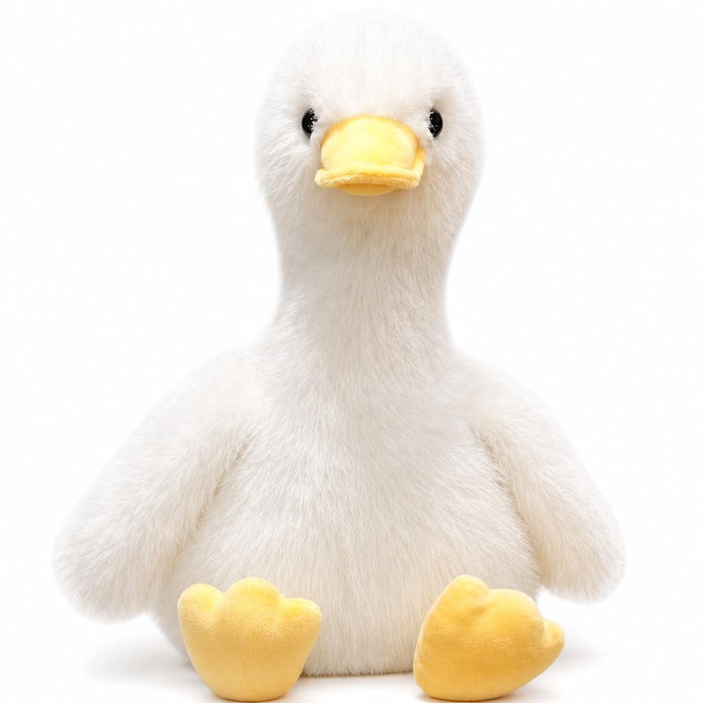 1 Duck Teddy, Soft Duck Plush Toy for Bedtime Cuddling and Travel Comfort, Emotional Support Companion with 25 Cm Size, White Stuffed Animal for Gift-Giving and Office Decor, Duck Plushie and Duck Sof