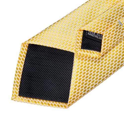 Image of DiBanGu Extra Long Tie for Men 63 inch XL Silk Necktie Set | Pocket Square and Cufflinks, Big and Tall, Jacquard Woven, Gift Box, Paisley /Plaid /Solid /Striped, for Weddinng Party Business