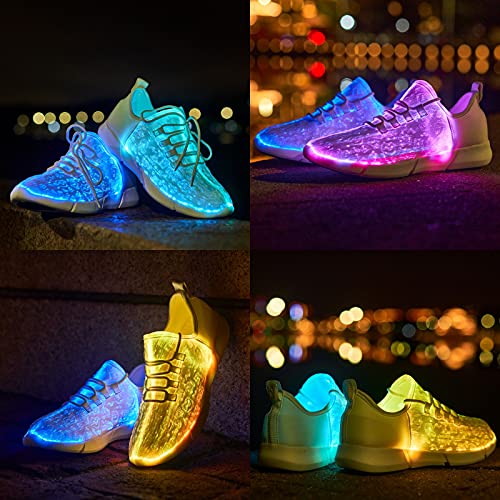 LED Fiber Optic Shoes Light Up Sneakers for Women Men Luminous Trainers Flashing Sneakers for Festivals, Christmas, Halloween, New Year Party with USB Charging, White3
