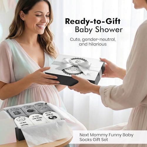 Image of Baby Socks Gift Set - 6 Cute & Funny Non-Slip Socks for Boys & Girls | Baby 0-6 Months to 12-18 Months | Organic Cotton with Grips