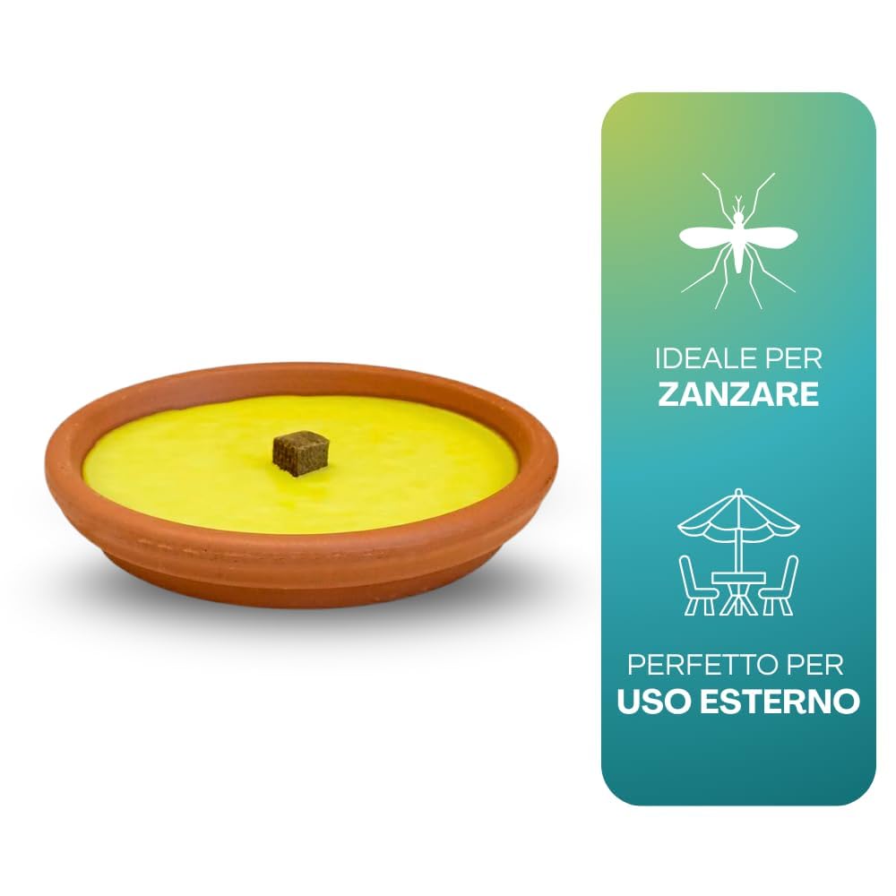 Virsus 53 Candele alla citronella Candela per Esterno in coccio di Terracotta diametro 11 cm per Giardinaggio antizanzare Feste ed Eventi