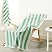 Amazon Basics 100% Cotton Terry Cabana Stripe Pool & Beach Towel, Soft & Absorbent, Quick Drying, Large, 2-Pack, Green, 30