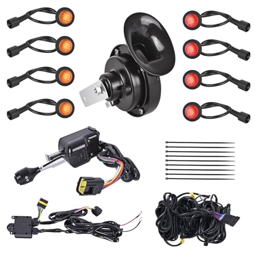 Image of UTV Turn Signal Kit with Lever Column Switch and 8 Round Light,Pre-Wired, Plug and Play with Horn, Compatible with Polaris Ranger, RZR, Can-Am X3