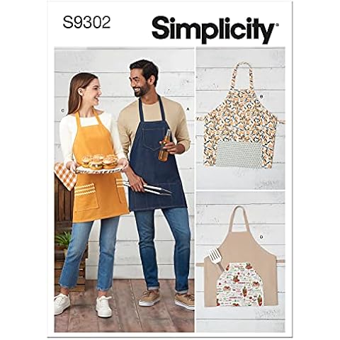 Simplicity BBQ Style Apron Sewing Pattern, One Size, White Cover