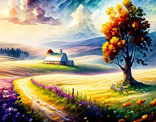 Affiches sur toile de prairies style aquarelle SERENDIPITP grand format 58 x 90 cm