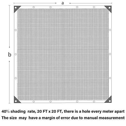 Image of winemana 40% Black Shade Cloth, 20 x 20 FT Durable Mesh Tarp with Grommets, Resistant Garden Sun Shade Netting, Shading Antifreezing for Pergola, Greenhouse, Plants Growing, Chicken Coop