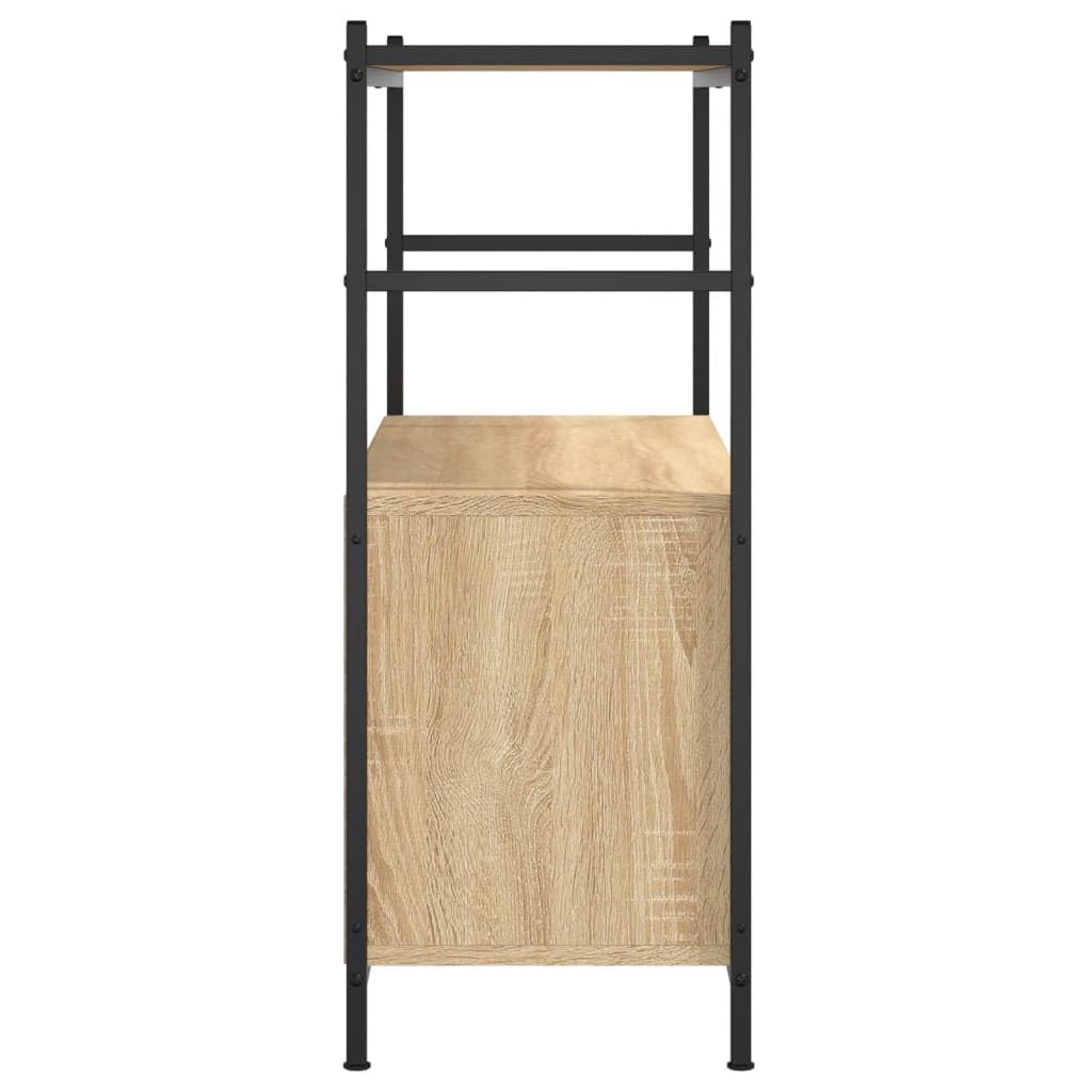 Librería Sonoma Roble 80 x 30 x 78,5 cm, madera y hierro, estilo industrial con patas ajustables, estructura metálica para mayor estabilidad, diseño abierto