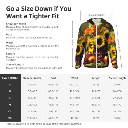 Sun Protection Hoodie Shirt Sunflower and Fruits UPF 50+ Long Sleeve Outdoor Rash Guard for Men Women2