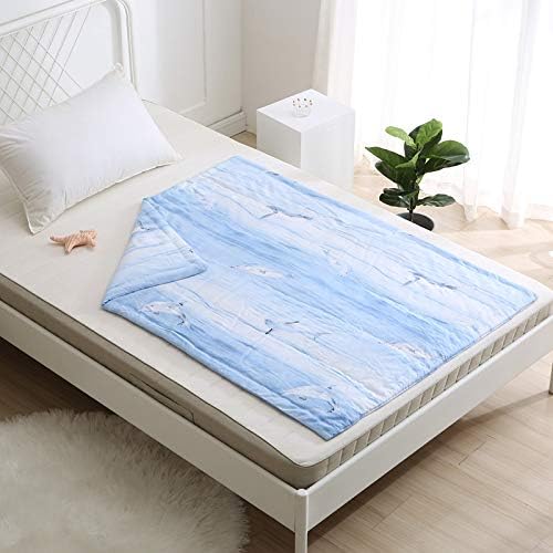 MamikidsLightweight Ultra Soft and Cool Handmade Crib/Toddler/Nursery Baby Blanket,New Technology Ice Sense Tencel Cotton Fabric,37x50 Inches ，Suit for Crib Bed,Stroller,Travel(Sea Blue)