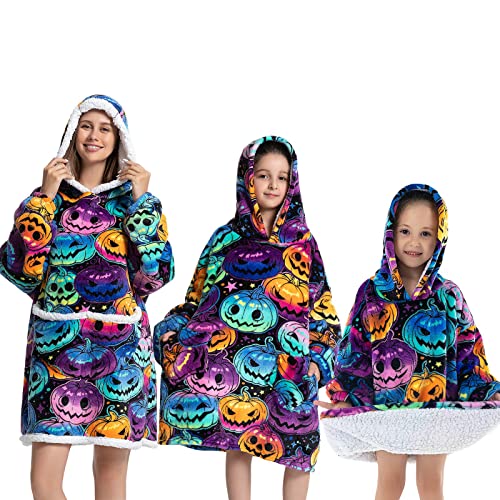 Takezuaa Übergroße tragbare Kapuzendecke für Erwachsene und Kinder, großes Sherpa Junior Sweatshirt mit Kapuze, Premium-Design mit Vordertasche, riesiger, gemütlicher Flauschiger Pullover Cover