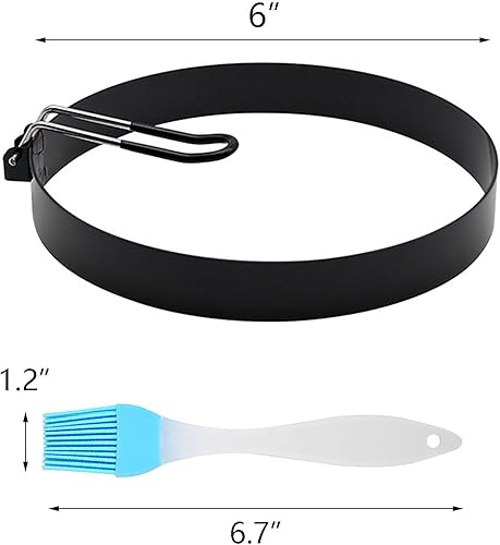 Miniatura 6 de Paquete de 2 anillos para panqueques de 6 pulgadas para huevos de tortilla para freír huevos, antiadherentes, anillos redondos de acero inoxidable