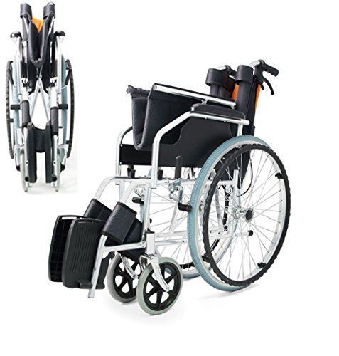 Polironeshop Ligera Inklapbare rolstoel voor personen met fysieke beperkingen en ouderen, zwart/oranje - Image 4