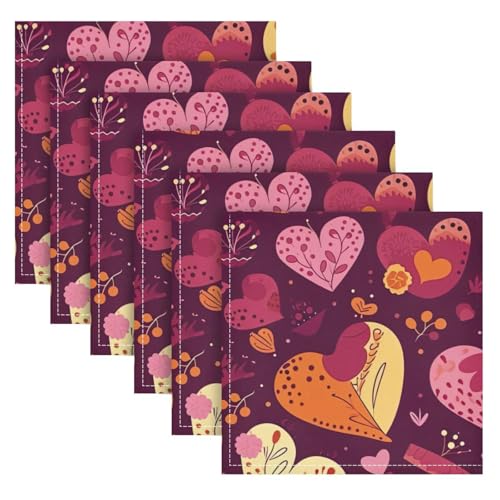 Juego de 6 Servilletas de Tela Corazón Valentín 20 x 20 pulg miniatura 1